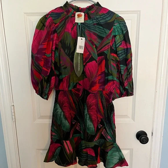 Farm Rio Midnight Leaves Mini Dress - Picture 2 of 3